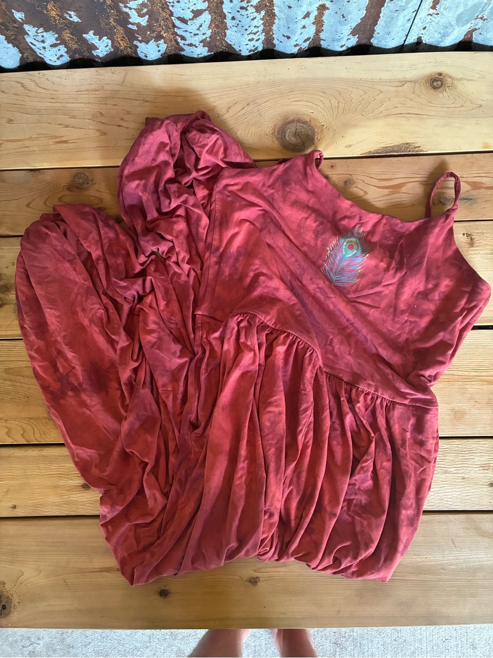 Women's Pink Tie-Dye Tank Top with Peacock Feather Detail Purusha People Romper